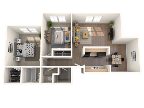 Westchase Apartments in Harvey, LA photo of B1 floorplan two bedroom apartment